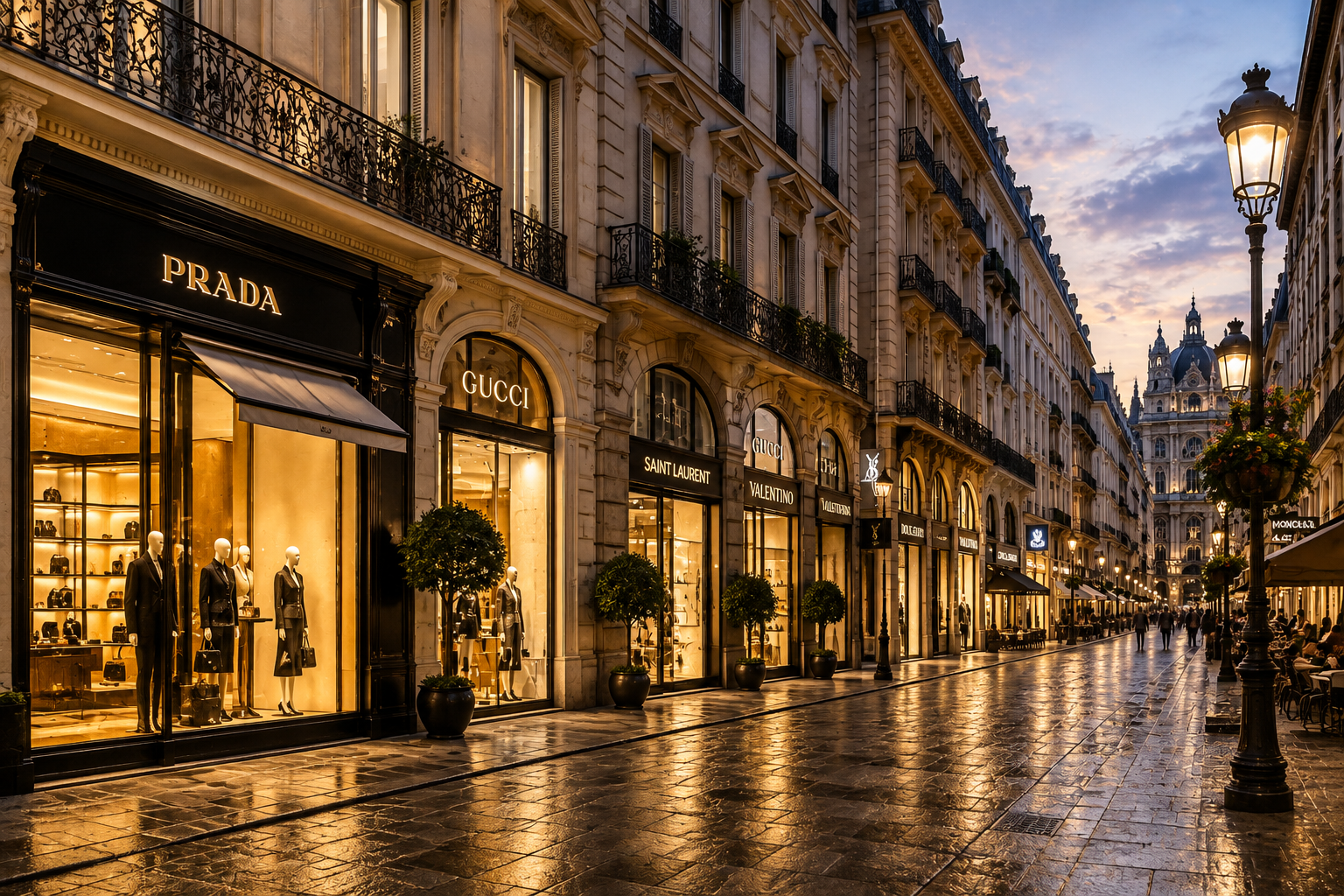 Twilight Luxury Shopping Street